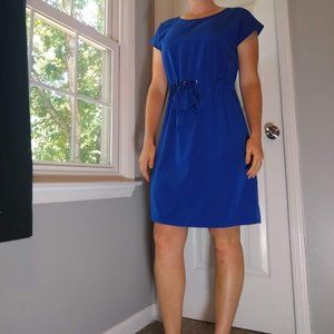 AGB Dress Blue Waist Tie Fit Flare